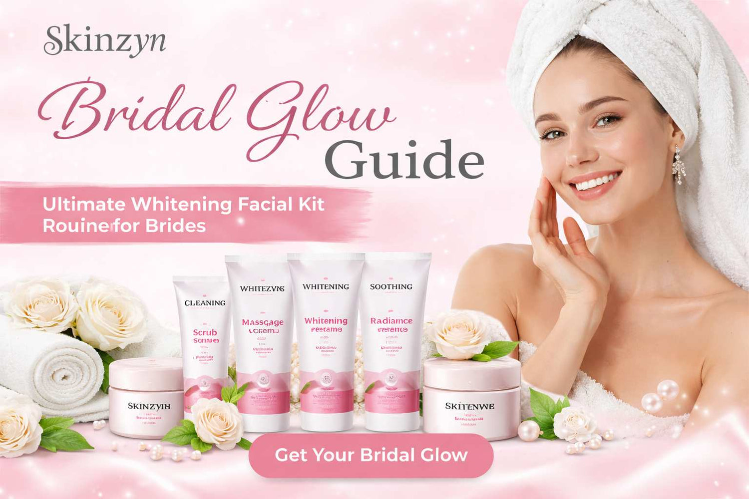 Whitening facial kit for brides by Skinzyn for bridal glow and bright, even-toned wedding-ready skin